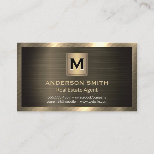 Dark Metallic Gold | Shiny Texture Business Card (Front)