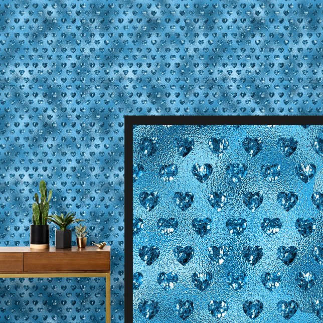 Dark Mid Blue Water Shiny Look Hearts Wallpaper (Creator Uploaded)