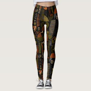 Dark Mid Century Geometric Pattern (1) Leggings