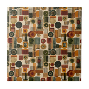 Dark Mid Century Geometric Pattern (2) Ceramic Tile
