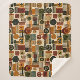 Dark Mid Century Geometric Pattern (2) Sherpa Blanket