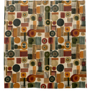 Dark Mid Century Geometric Pattern (2) Shower Curtain