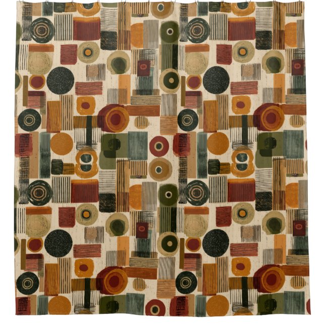 Dark Mid Century Geometric Pattern (2) Shower Curtain (Front)