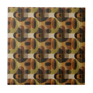 Dark Mid Century Geometric Pattern (3) Ceramic Tile