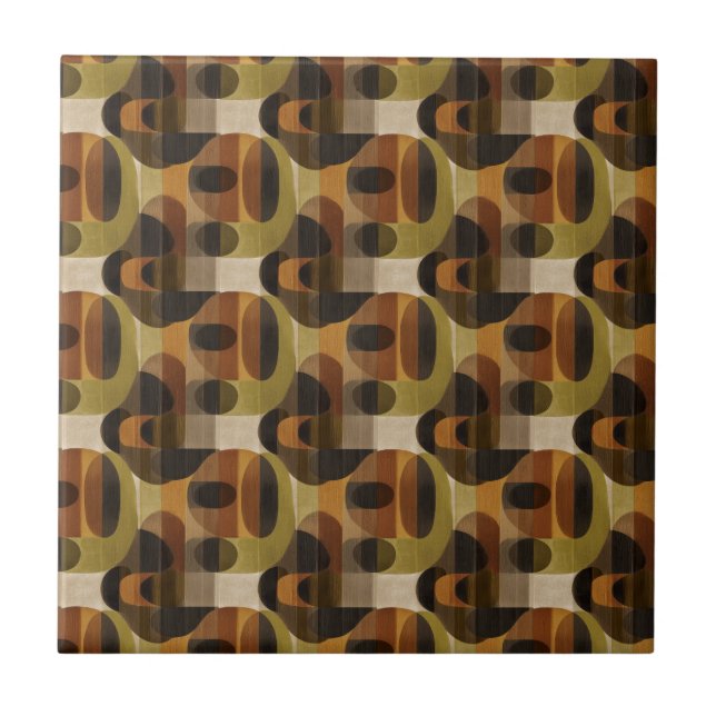 Dark Mid Century Geometric Pattern (3) Ceramic Tile (Front)