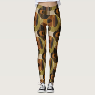 Dark Mid Century Geometric Pattern (3) Leggings