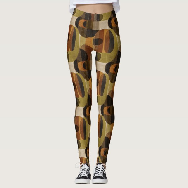 Dark Mid Century Geometric Pattern (3) Leggings (Front)