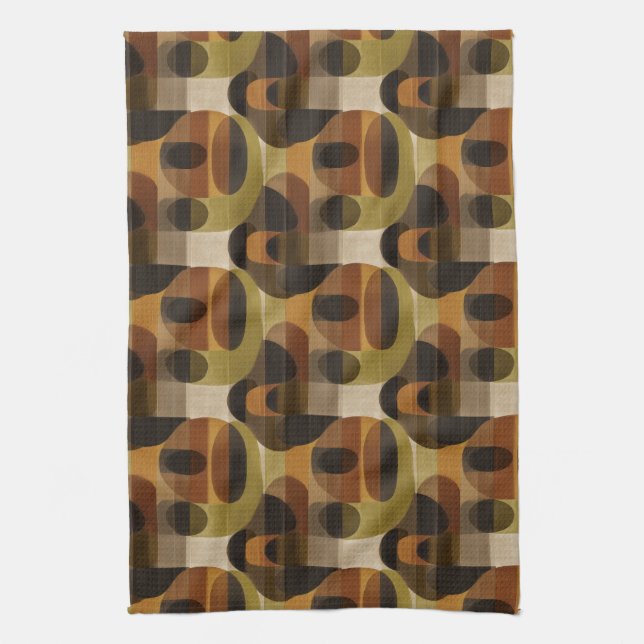 Dark Mid Century Geometric Pattern (3) Tea Towel (Vertical)