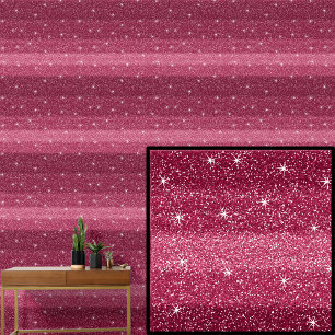 Dark Mid Light Red Pink Stripes with Sparkle Stars Wallpaper