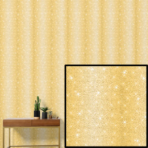 Dark Mid Light Yellow Gold Stripes  Sparkle Stars Wallpaper