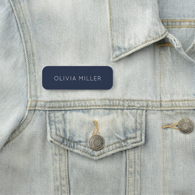 Dark Midnight Blue Minimalist Name Tag (In Situ)
