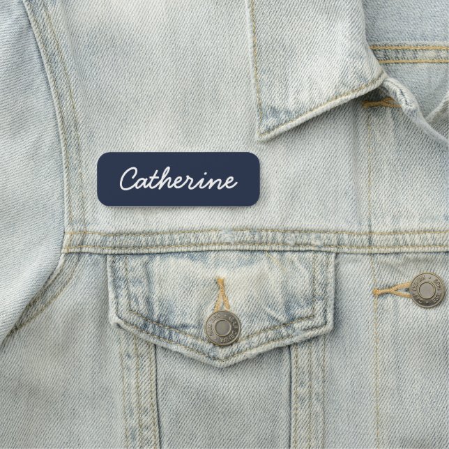 Dark Midnight Blue Simple Cute Name Tag (In Situ)