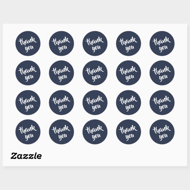 Dark Midnight Blue Thank You Classic Round Sticker (Sheet)