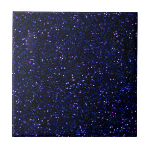 Dark Midnight Indigo Blue Glitter Ceramic Tile