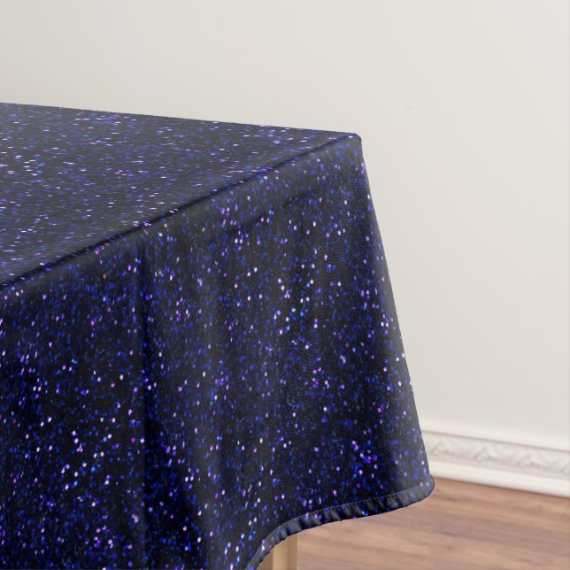 Dark Midnight Indigo Blue Glitter Tablecloth (In Situ)