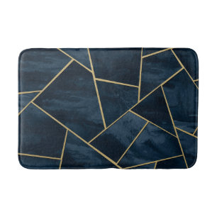 Dark Midnight Navy Blue Gold Geometric Glam #1 Bath Mat