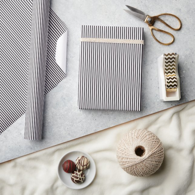 Dark Midnight Plum Thin Striped Wrapping Paper (Crafts)