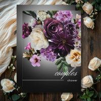 Dark Midnight Purple Floral Romance Couples Shower