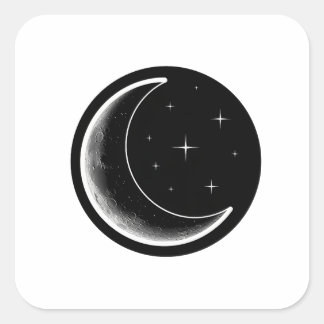Dark Minimal Aesthetic Moon Square Sticker