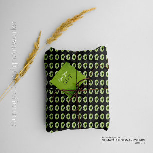 Dark Minimal Green Floral Wrapping Paper