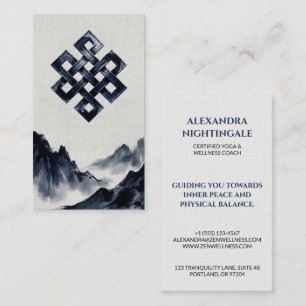 Dark Minimal Zen Buddhist Endless Knot Sumi-e Business Card