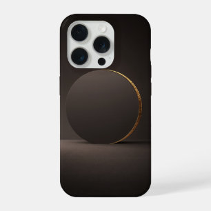 Dark Minimalist Gold Circle Abstract Luxury Art iPhone 15 Pro Case
