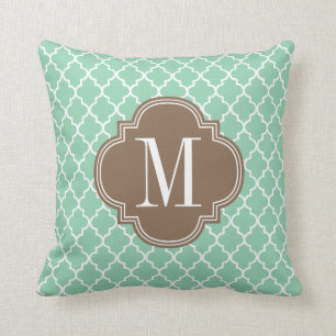 Dark Mint Moroccan Tiles Lattice Personalised Cushion