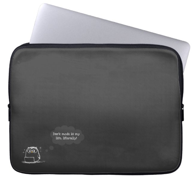 Dark Mode Owl Laptop Case for Tech Enthusiasts (Front)