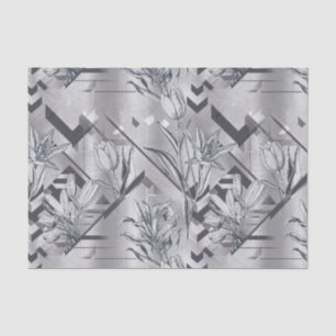 Dark Modern Geometric Tulip Line Art Pattern (2) Tissue Paper