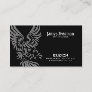 Dark Modern Gothic Tribal Tattoo Artist Tattooer Business Card