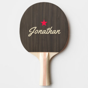 Dark Modern Wood Vintage Star Signature Ping Pong Paddle