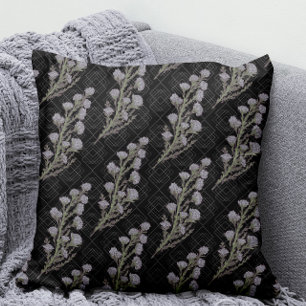 Dark & Moody Art Nouveau Lavender Floral Cushion