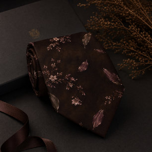 Dark Moody Autumn Lily Seamless Pattern Tie