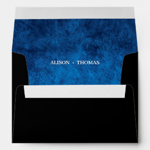 Dark Moody Black Blue with scratches Wedding  Envelope
