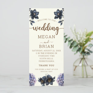Dark Moody Black Floral Classic Typography Wedding Program