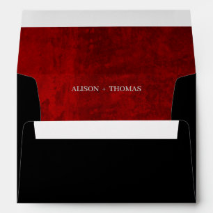 Dark Moody Black Red with scratches Wedding  Envelope