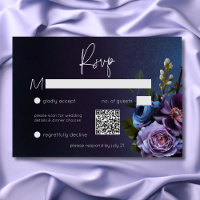 Dark Moody Blue Lavender Floral Modern Wedding
