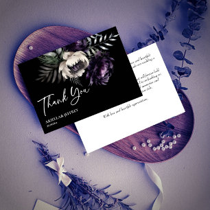 Dark moody boho elegant wedding thank you card