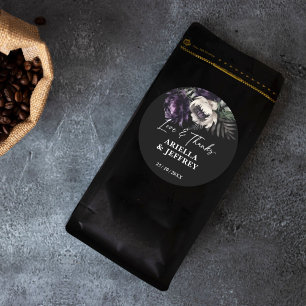 Dark moody boho elegant wedding thank you favour classic round sticker