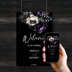 Dark moody boho elegant wedding welcome sign
