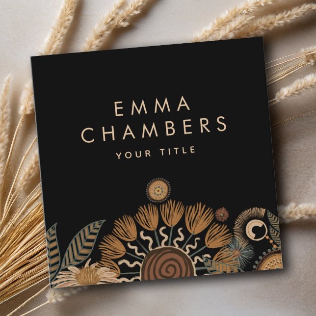 Dark Moody Boho Floral Business Card (Creator Uploaded)