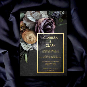 Dark Moody Bold Floral Gold Wedding