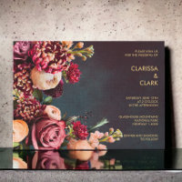 Dark Moody Bold Floral Marsala Wedding Invitation