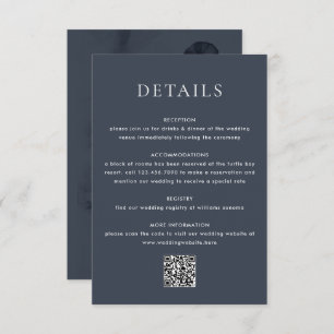 Dark Moody Botanical Overlay Blue Wedding Enclosure Card