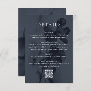 Dark Moody Botanical Overlay Blue Wedding Enclosure Card