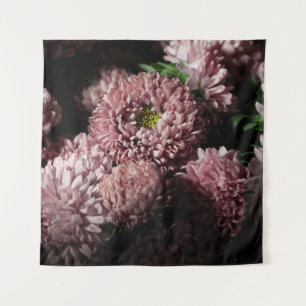 Dark Moody Botanicals: Pink Asters Tapestry