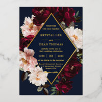 Dark Moody Burgundy Blush Navy Blue Floral Wedding