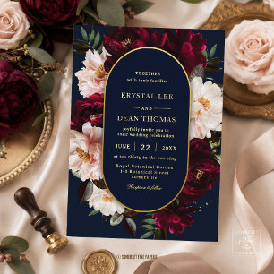 Dark Moody Burgundy Blush Navy Blue Floral Wedding