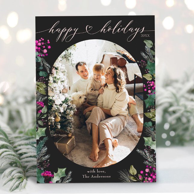 Dark Moody Elegant Happy Holidays Card (Creator Uploaded)