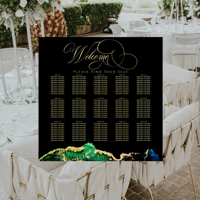  Dark Moody Emerald Black Bronze Gold  Poster (Dark Moody 15 Table Black Green Seating Chart)